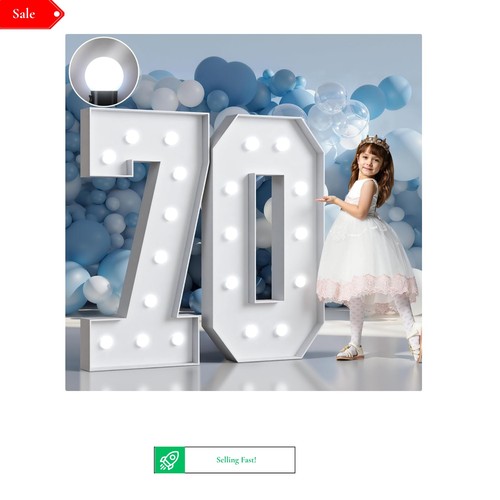 4ft light number - number, 70