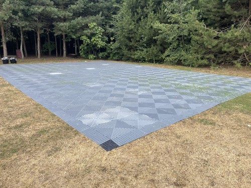 Grey plastic flooring tiles - grey,